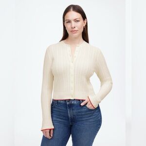 NWT Madewell The Signature Open-Knit Cardigan, Size M, Ivory